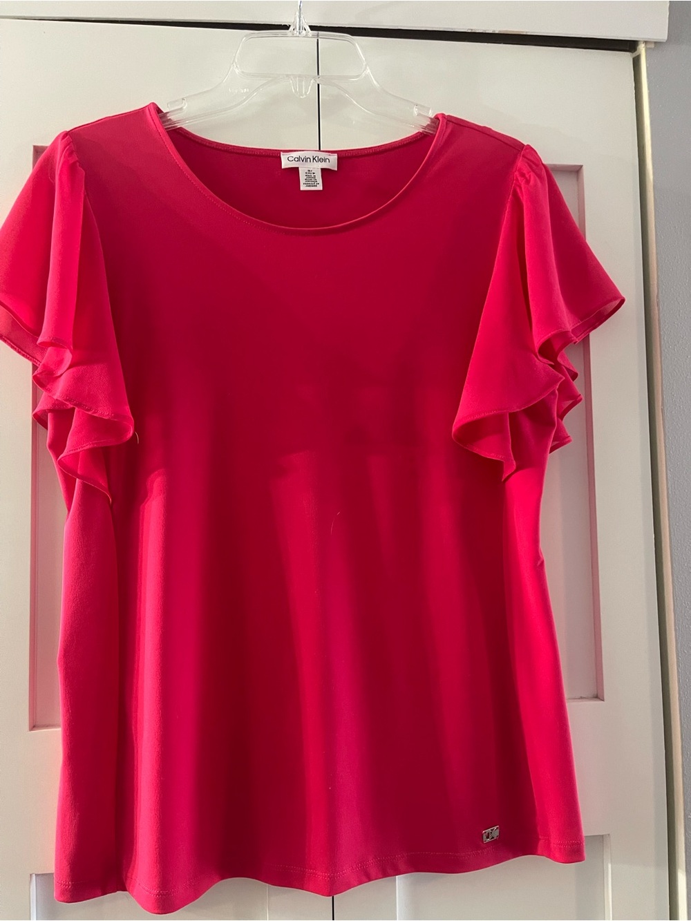 Calvin Klein Bright Pink Ruffle Sleeve Top